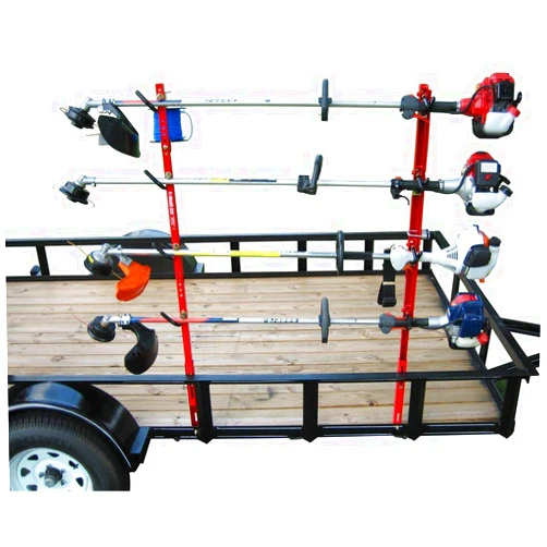 Jungle Jim's Jungle Jim’s 4 Trimmer Rack 4TR – Trailer Rack for 4 Trimmers, Easy Load/Unload, Custom Fit, Heavy-Duty with Spring-Loaded Locking Bar - Prevents Rolling and Spinning