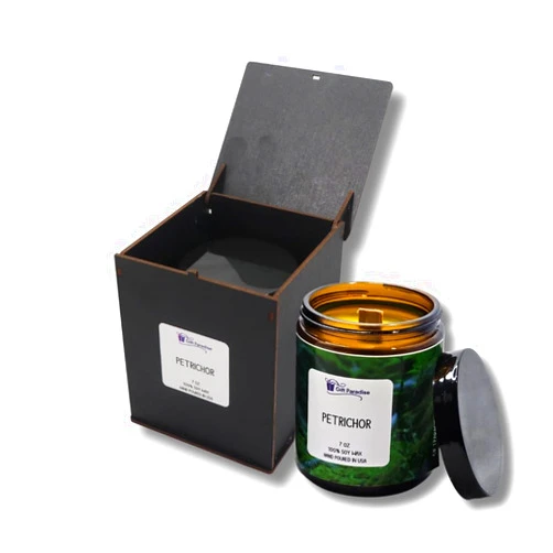 Generic Premium Petrichor Scented Candle, 7 oz, Amber jar, After The rain, Earthy Smell, Crackling Wood Wick, Luxurious Wooden Box, Christmas Special