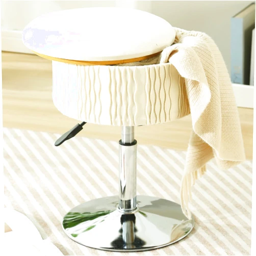 CUYOCA Round Storage Vanity Stool, 360° Swivel Height Adjustable Swivel Foot Stools with Storage, Velvet Vanity Ottoman Chair for Bathroom Living Room (Cream)
