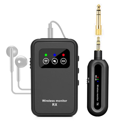 Kadjuh Stereo Wireless in-Ear Monitor System 2.4G Wireless IEM System Stage Monitor with 90° Rotate Transmitter Beltpack Receiver Automatic Pairing, 164ft for Studio, Band, Live Performance
