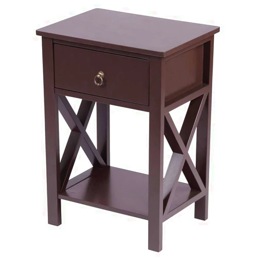 OrangeFish Accent Nightstand, Vintage Side Table with Drawer and Storage Shelf. Perfect End Table for Bedroom or Living Room. (Espresso)