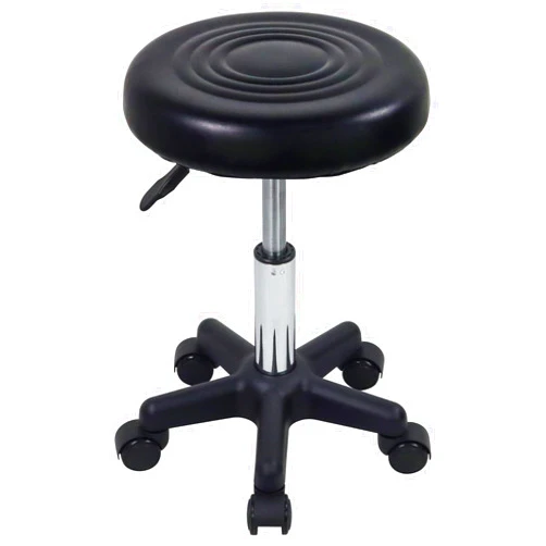 FURWOO Round Swivel Stool with Wheels PU Leahter Rolling Stool Height Adjustable Stool for Spa Salon Massage Black