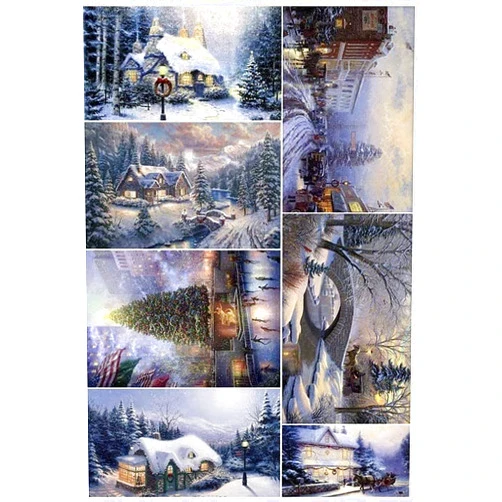 European Excellency Rice Paper for Decoupage A4, Craft Paper, Decoupage Paper Vintage, Winter Landscape Paper, Christmas Decoupage Paper for Crafts (Winter Collage - 2 Sheets)