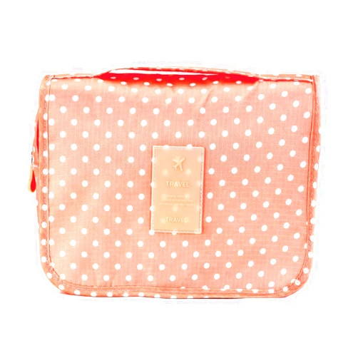 ESLETO Hanging Toiletry Bag Cosmetic Waterproof Travel Bag Makeup Portable Organizer for Women & Men and Girls (Pink Dot)