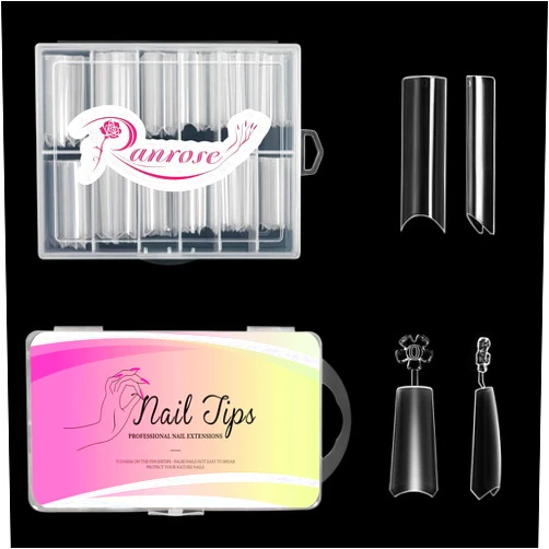 Ranrose 120PCS Extra Long Square Nail Tips & 240PCS Long Coffin Nail Tips