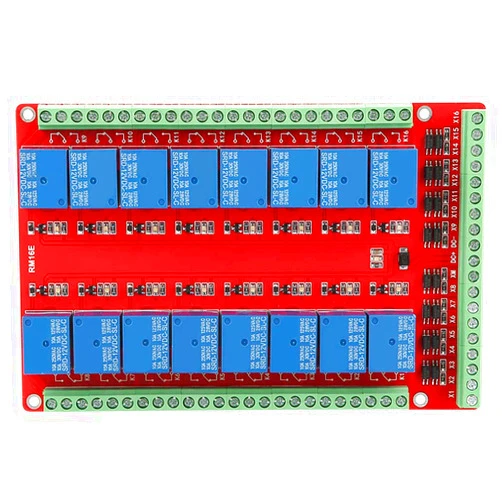 OUCRIY Isolated Type 16 Channel Relay Module Interface Board HighLow Level Trigger DC 5/12/24V (DC12V)