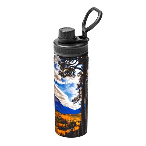 NOUZU Rocky Mountain Range Print Vacuum Insulated Stainless Steel Water Bottle,Reusable Travel Water Bottles For Gym & Sports, White