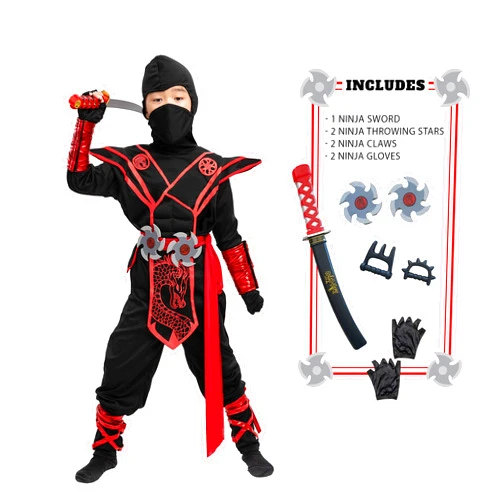 Spooktacular Creations Halloween Ninja Costume Kids, Ninja Dragon Costume Set, Boys Halloween Outfit for DressUp Party