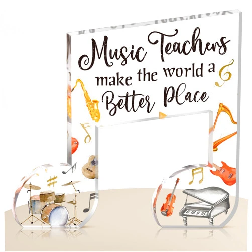 Vercraft Music Teacher Appreciation Gifts for Women Men Acrylic Thank You Appreciation Gifts for Music Teacher Clear Table Keepsake Sign Paperweight Birthday Christmas School Graduation