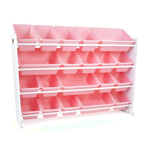 Humble Crew Kid's Toy Organizer, 20 Storage Bins, White/Pink
