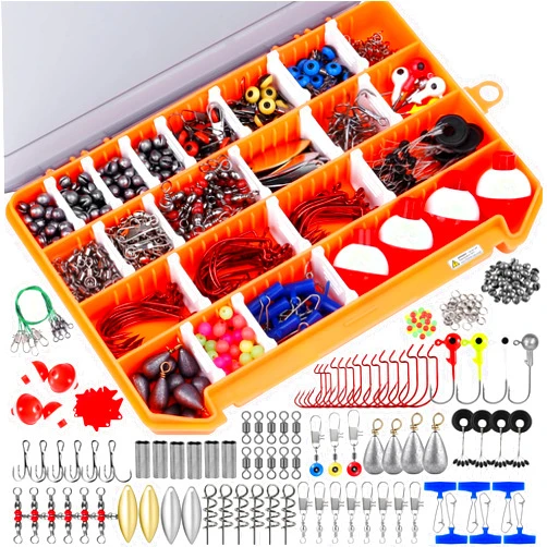 PLUSINNO Fishing Lures Baits Tackle Including Crankbaits, Spinnerbaits, Plastic Worms, Jigs, Topwater Lures, Tackle Box and More Fishing Gear Lures Kit Set, 102/302Pcs Fishing Lure Tackle