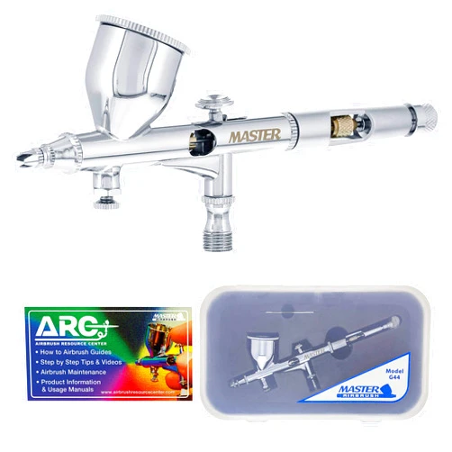 Master Airbrush Master High Precision Detail Control G44 Dual-Action Gravity Feed Airbrush, 0.2 mm Tip, 1/3 oz Funnel Fluid Cup, Air Control Valve