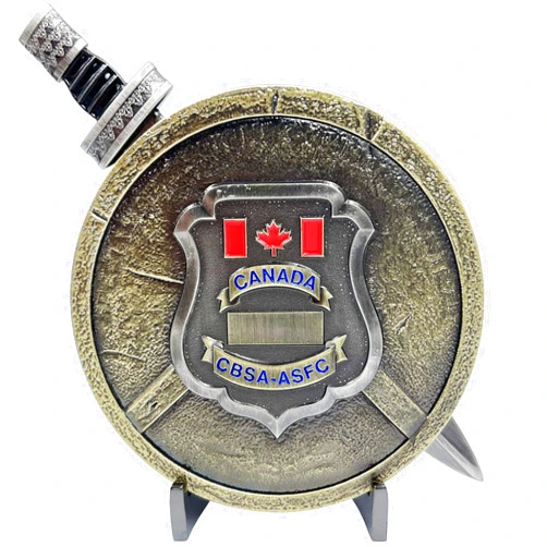 LEO Challenge Coins BL9-004 CBSA ASFC Canada Border Services Agency Shield with Removable Sword Challenge Coin Set Canadian Customs