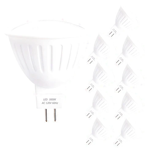 YMZM MR16 Bulb GU5.3 LED Spotlight 5Watt(50W Halogen Bulb Equivalent) 3000K Soft White MR16 Medium Base Track Lights 120Volt 500lumen 120Degree Dimmable Used in Bathroom (Pack of 10)