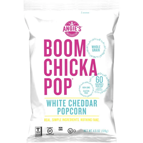 Angie’s BOOMCHICKAPOP Angie's BOOMCHICKAPOP White Cheddar Popcorn, 4.5 oz. (Pack of 4) Cheddar-Cheese