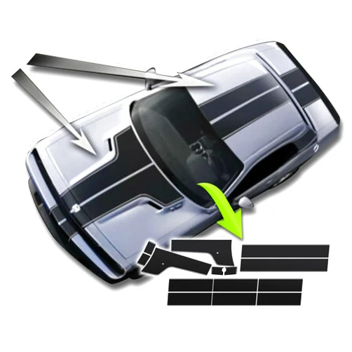 Benini Design Studio Dual Stripes T-Stripe Racing Stripes with Pinstripe Graphics Vinyl Decal Sticker Kit Stripe Compatible with Dodge Challenger 2008 2009 2010 2011 2012 2013 2014 (Matte Black)
