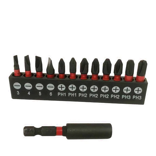 Aiyun 12 Pack Slotted Phillips Impact Driver Bit Set, 1/4 Inch Hex Shank S2 Steel Magnetic 1 Inch Long Phillips Head Drill Bits (25mm)