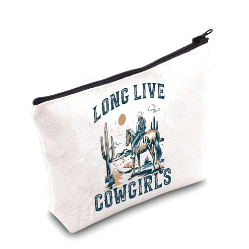 BLUPARK Western Gift Western Rodeo Zipper Bag Long Live Cowgirl Makeup Bag Western Women Cosmetic Bag Western makeup bag Cowgirl Gift Women Wild Vintage Gift（Long Live Cowgirl ）