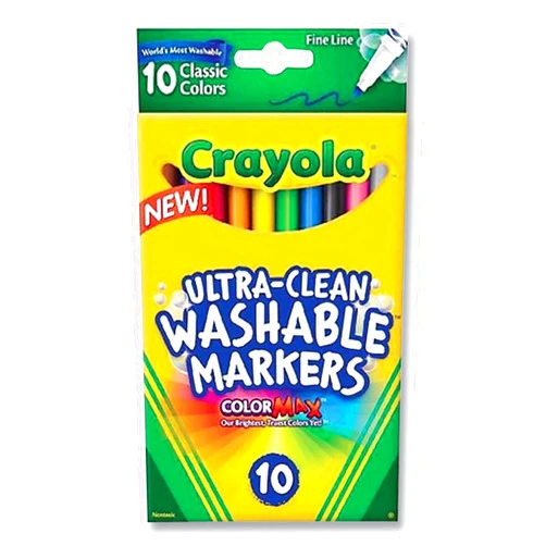 Crayola Ultra-Clean Washable Markers, Fine Line Multicolor, 10 Count