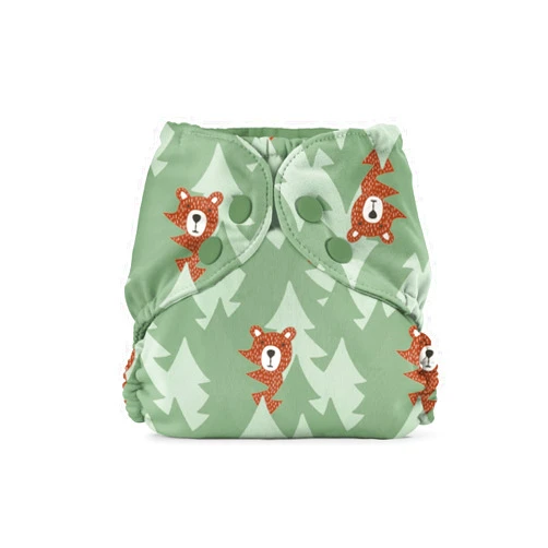 Esembly Cloth Diaper Outer, Waterproof Cloth Diaper Cover, Swim Diaper, Leak-Proof and Breathable Layer Over Prefolds, Flats or Fitteds, Reusable Diaper with Snap Closure, Size 2, Peek-a-Bear