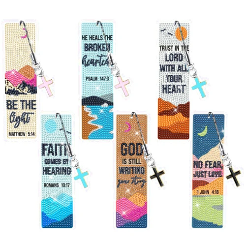 INSYOHO Christian Diamond Art Bookmarks Kit - DIY Diamond Painting Bookmarks with Bible Verses, Religious Bookmark for Adults for Bible Journaling, Prayer & Worship Accessories