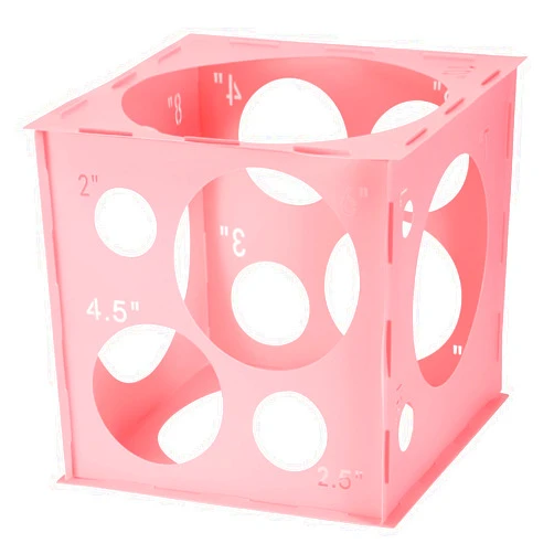 Auihiay Plastic Balloon Sizer Box Cube, Pink Collapsible Balloon Size Measurement Tool for Balloon Arches, Balloon Towers, Balloon Columns and Balloon Decorations (2-10 Inch)