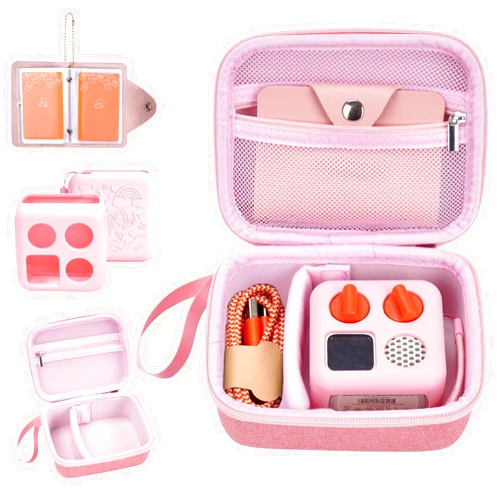 YouKnow Hard Case and Silicone Cover for Yoto Mini Player, Kids Audio Music Accessory with Card Case Holder for up to 10 Cards (Pink)