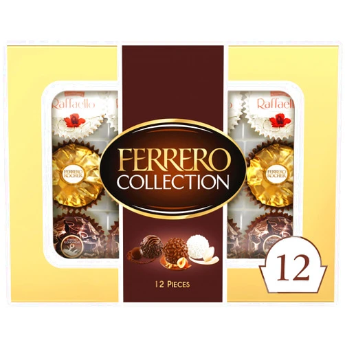 Ferrero Rocher Ferrero Collection, 12 Count, Premium Gourmet Assorted Hazelnut Milk Chocolate, Dark Chocolate and Coconut, 4.6 oz