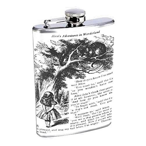 Perfection In Style Alice Tenniel Cat Flask 8oz D-131