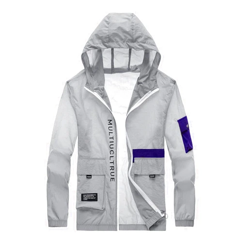 Sheyla Mens Windproof Jacket Waterproof Lightweight Mountain Sport Jacket Relaxed Fit Hooded Windbreaker Raincoat