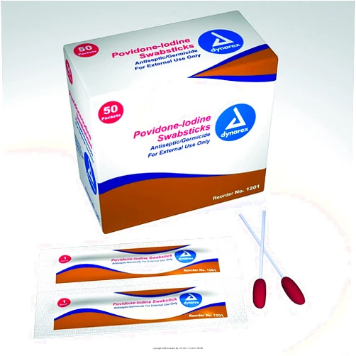 Dynarex Store Povidone Iodine-Style: Single Swabsticks - UOM = Pack of 50
