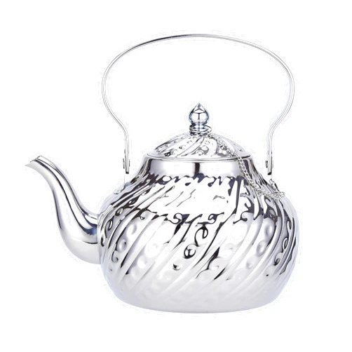 SANQIAHOME 2000ml stainless steel antique style teapot,with Infuser, thickened boiling kettle, lifting handle,Silver