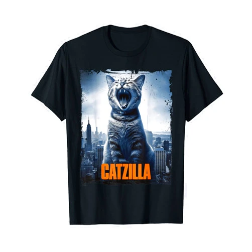 Paw-some Kitty Cats.USA Monster Catzilla Parody Cat for Cats Lover Cat Mom Cat Dad T-Shirt