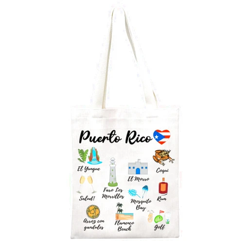 MEIKIUP Puerto Rico Caribbean Tote Bag Puerto Rico Vacation Gift Puerto Rico Tourist Shoulder Bag Puerto