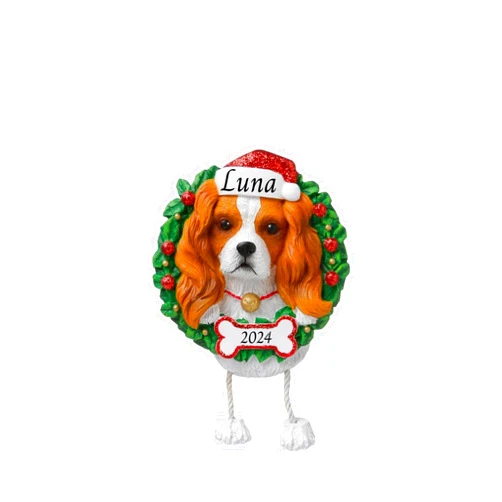 Lydia Gifts 2024 Personalized Christmas Tree Ornaments for Pets - King Charles Dog Breeds Customized Merry Christmas Ornament - Keepsake for Puppy Dog Lovers-Free Customization