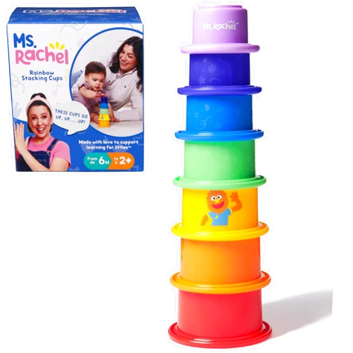 Ms. Rachel Official Rainbow Stacking Cups 7-Pack, Educational Toys & Toddler Toys for Girls & Boys Ages 6 Months to 2+ Years