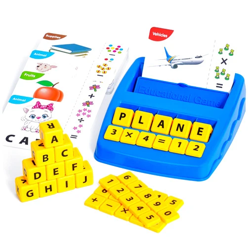 Fadeker Matching Letter Game for Kids, 2 in 1 Educational Game, Learning Toys for Kids Ages 3-8 with Spelling Math Flash Cards, Word Recognition, Spelling, Increases Memory, Boys Girls 3 Years and Up
