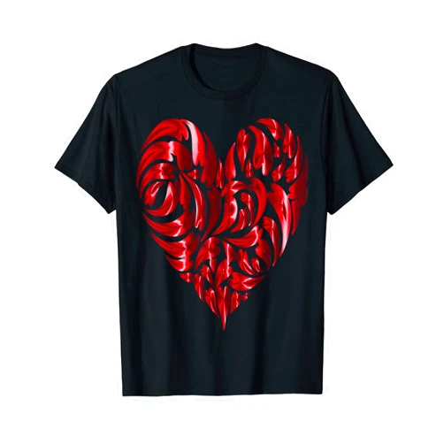 FUN VALENTINE SHIRT. RED HEART SHAPED ART WORK FUN HEART TEE. ABSTRACT GEOMETRIC ART FRACTAL DISTORTED T-Shirt
