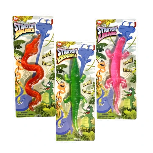 Nikki's Knick Knacks Jumbo Sticky Stretchy Reptile Toys - Snake, Lizard, and Crocodile - Party Favors for Kids Birthday Parties Goodie Bags Reward Box Treasure Chest Carnival Prizes - Fidget Texture Stim Toys - 3 Piece