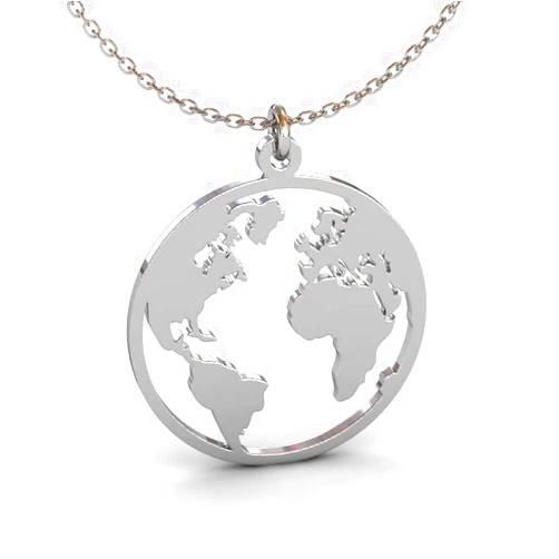 ASHYL World Map Necklace, Map Necklace, Earth Necklace