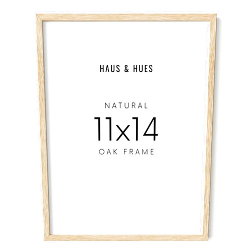HAUS AND HUES Beige Oak Wood 11x14 Picture Frame - Modern Wood Wall Art Display - Lightweight 11x14 Frame for Art Prints, Photos, Posters - Ready-to-Hang Vertically & Horizontally