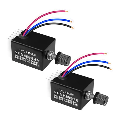 Tnuocke 2pcs 12V/24V DC Motor Speed Controller Universal,Knob Screw Electronic Stepless Speed Regulator Switch,Adjustable Motor Speed, Automobile Fan HeaterControl, Fans Speed Regulation