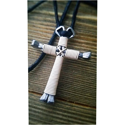 Innoverse Handmade Disciples Horseshoe Nail Cross Necklace - Made in USA (White)