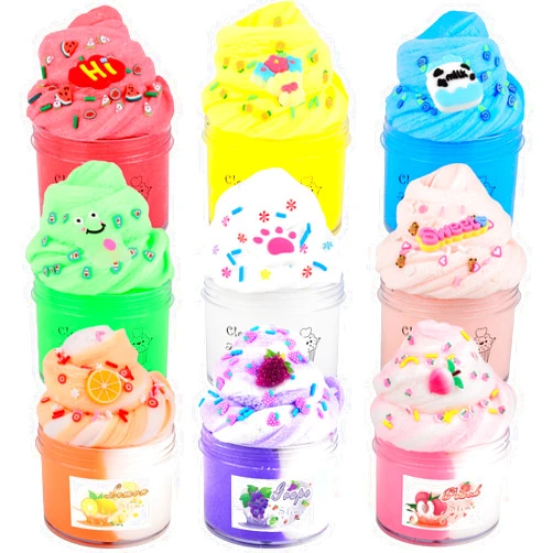 Tuupowana 9 Pack Mini Cloud Slime Kit,with Peachybbies and Cute Frog Charms,Scented DIY Slime Supplies for Girls and Boys,Stress Relief Toy for Kids Education,Party Favor,Gift and Birthday,Candy Bag Packaging