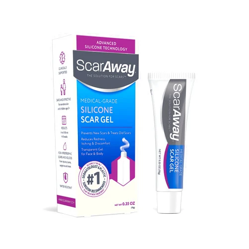 ScarAway Silicone Scar Gel, Helps Improve Size, Color & Texture of Hypertrophic & Keloid Scars from Injury, Burns & Surgery, Water Resistant, 10g (0.35 Oz)
