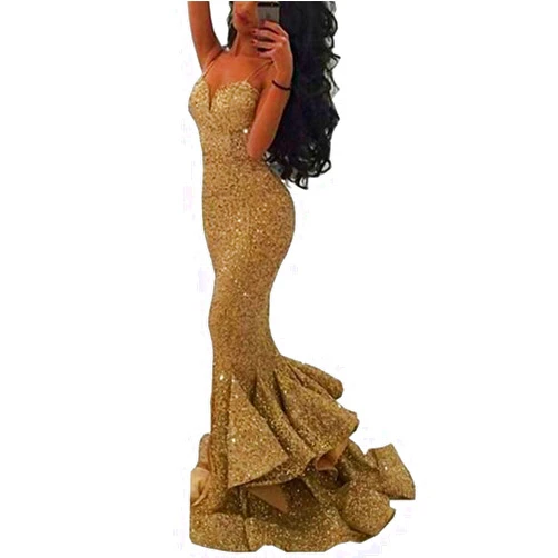 YIRENWANSHA Women's Mermaid Evening Party Dress Strap Split Side Long Ball Gown