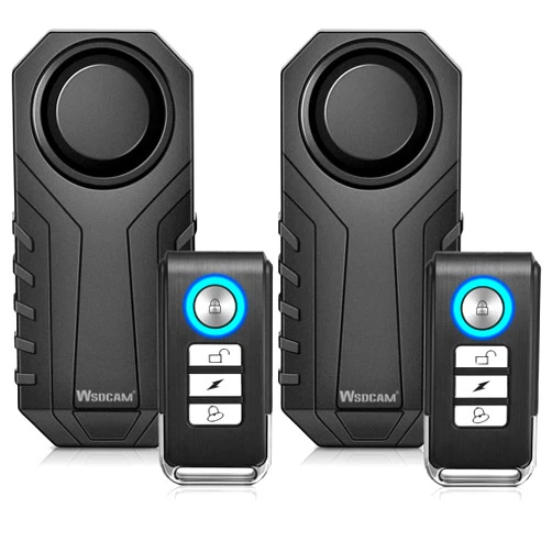 WSDCAM Bike Alarm with Remote 2 Pack, 113dB Wireless Anti-Theft Vibration Motorcycle Bicycle Alarm Vehicle Security Alarm System (Black)
