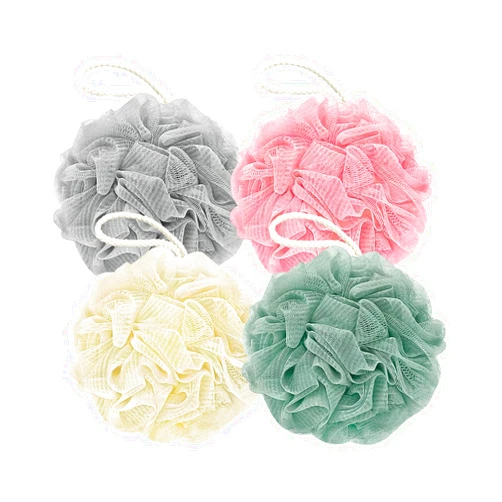 RNOAFMU Shower Loofah Bath Sponge, 60G Loofah Exfoliating Body Scrubber, 4 Color Mesh Shower Pouf Balls for Body Wash (Ice Cream)