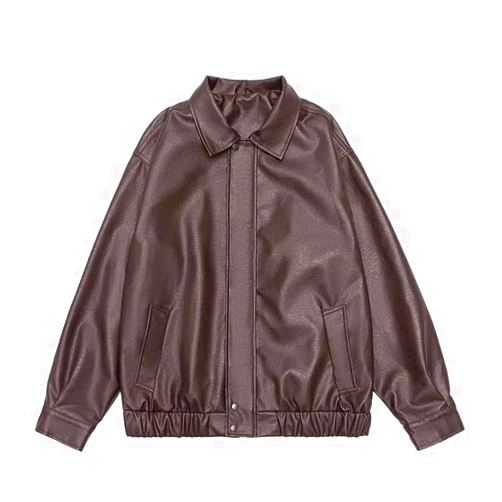 Seiizaa Men's Leather Jacket with Korean Loose Fit Top