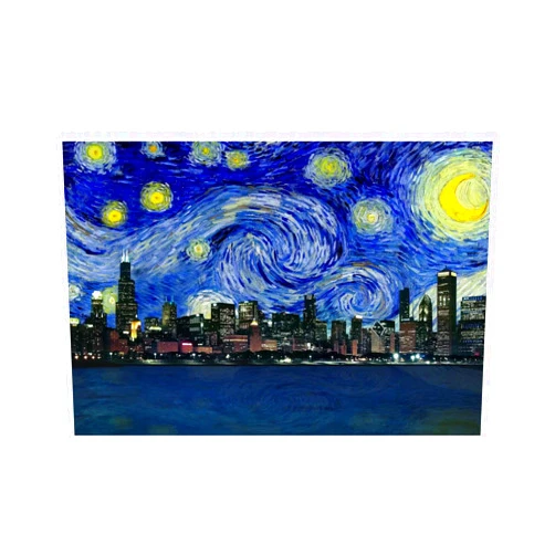iCanvas Chicago, Illinois Starry Night Skyline Gallery-Wrapped Canvas Giclée Wall Art Print by 5by5collective